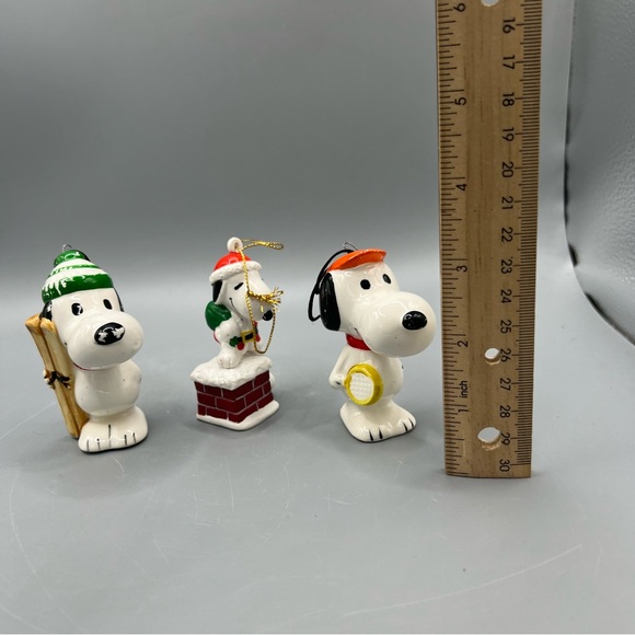 Rare Vtg Lot Of 2 Peanuts Ornaments Ceramic Snoopy 60/70s Japan + 1 Other - Picture 3 of 8